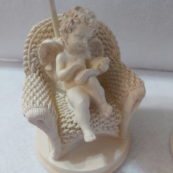 Cherub Resin Wicker Chair Tealight Holder/Lamps - Picture 5 of 15